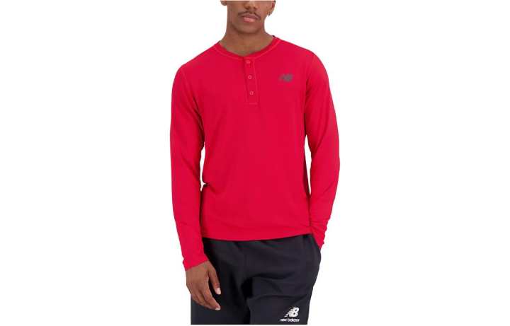 New Balance New Balance T Shirts Men's Red Crew Neck Moderate Straight Fit