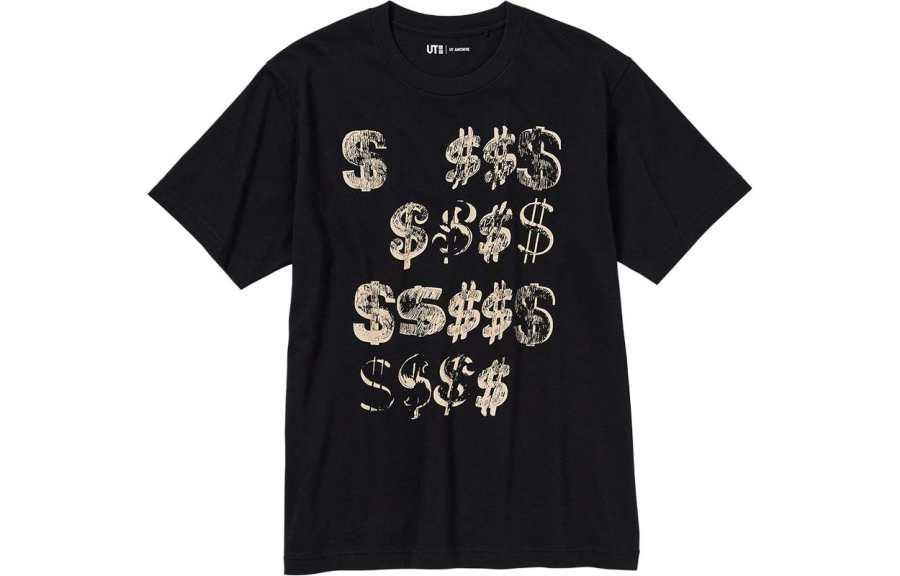 UNIQLO T Shirts Unisex Black Crew Neck Moderate Straight Fit