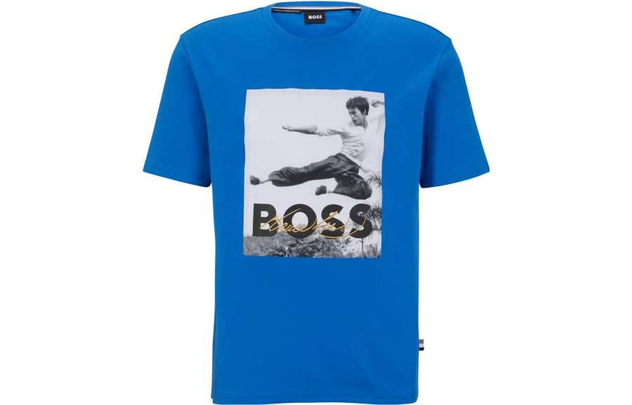 HUGO BOSS T Shirts Unisex Blue Crew Neck Moderate Straight Fit