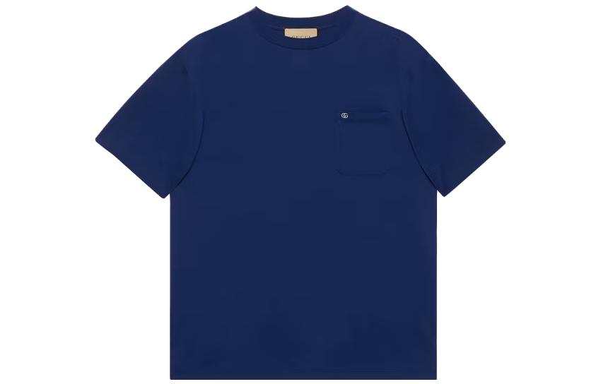 GUCCI T Shirts Men's Blue Crew Neck Moderate
