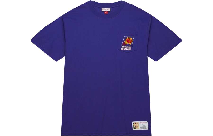 Mitchell Ness T Shirts Men's Blue Crew Neck Moderate Straight Fit