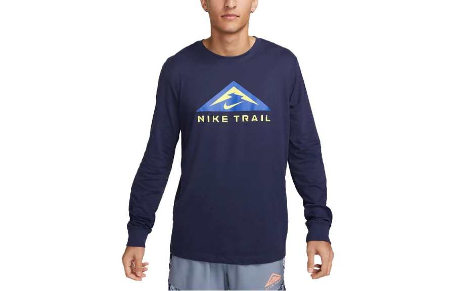 Nike Nike T Shirts Men's Navy Blue Crew Neck Moderate Straight Fit