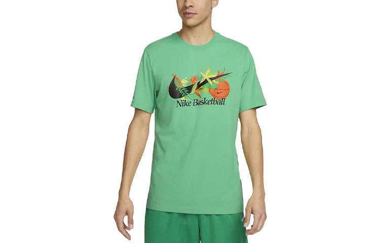 Nike Nike T Shirts Men's Green Crew Neck Moderate Straight Fit