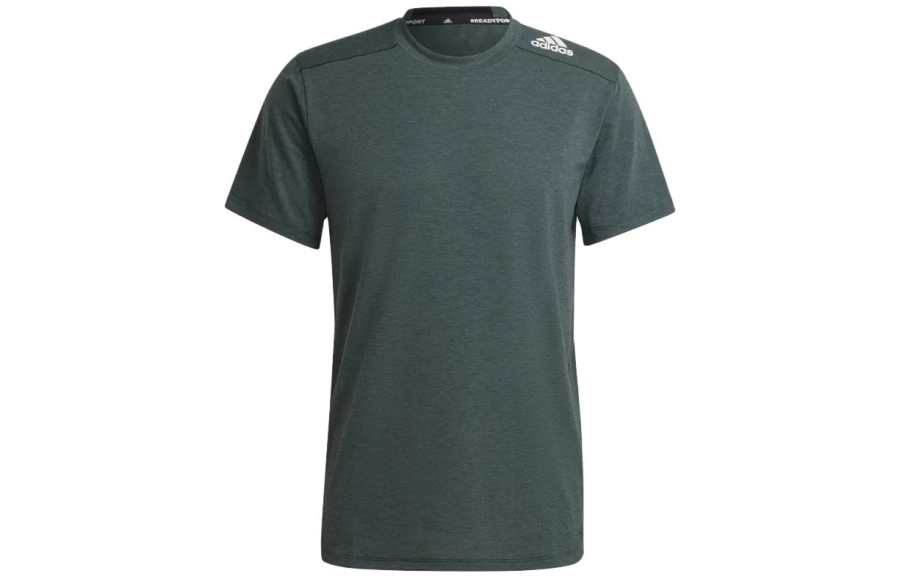 Adidas Adidas T Shirts Men's Dark Shadow Green Crew Neck Moderate Straight Fit