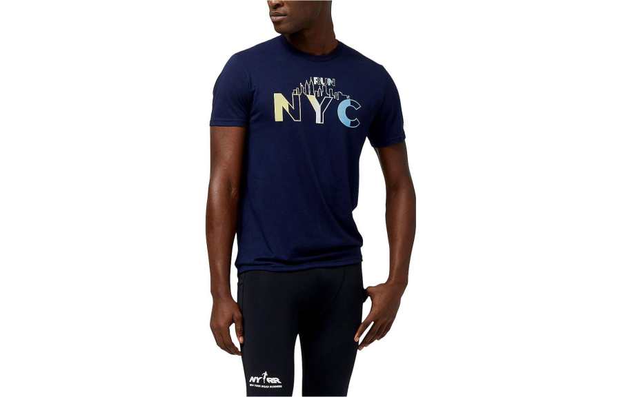 New Balance New Balance T Shirts Men's Dark Blue Crew Neck Moderate Straight Fit