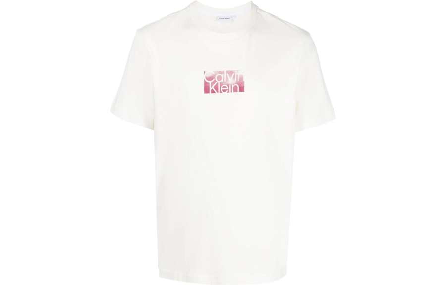 Calvin Klein T Shirts Men's White Crew Neck Moderate