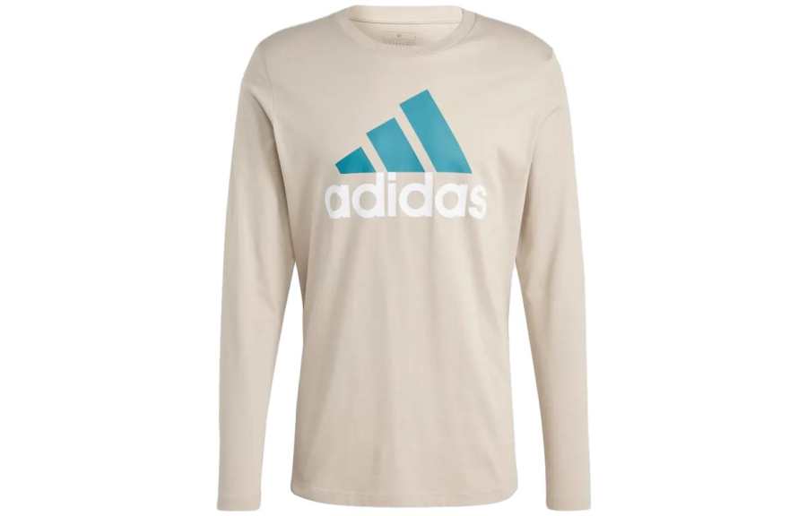 Adidas Adidas Essential T Shirts Men's Beige Crew Neck Moderate Straight Fit