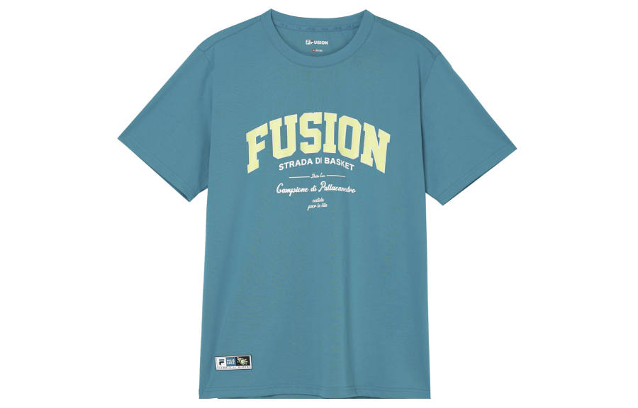 FILA FUSION T Shirts Men's Purple Smoke Blue Crew Neck Moderate Straight Fit