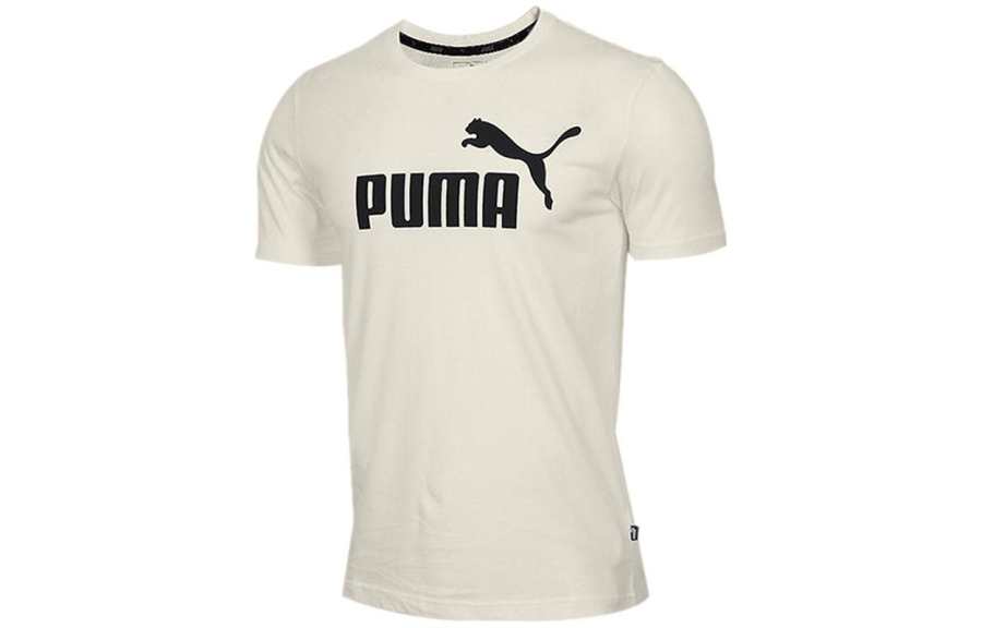 PUMA T Shirts Men's White Crew Neck Moderate Straight Fit
