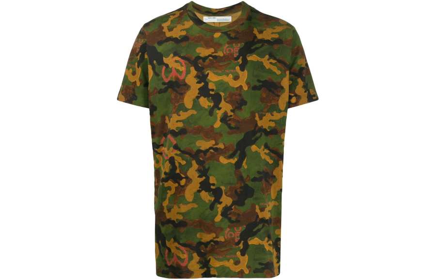 OFF-WHITE OFF WHITE T Shirts Men's Camouflage Crew Neck Moderate Straight Fit