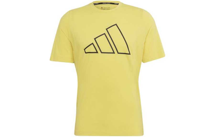Adidas Adidas T Shirts Men's Yellow Crew Neck Moderate Straight Fit