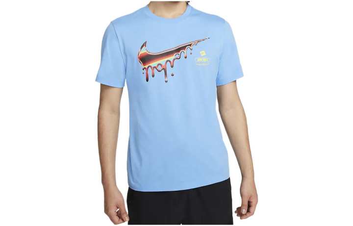 Nike Nike T Shirts Men's Blue Crew Neck Moderate Straight Fit