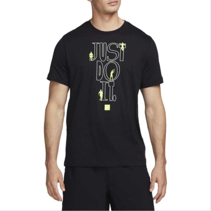 Nike Nike T Shirts Men's Black Crew Neck Moderate Straight Fit