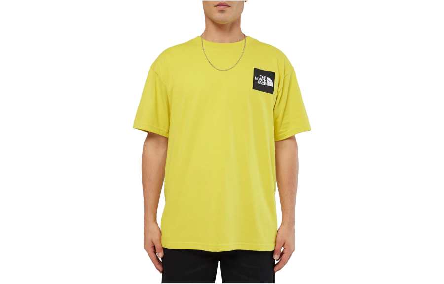 THE NORTH FACE T Shirts Men's Yellow Crew Neck Moderate Straight Fit