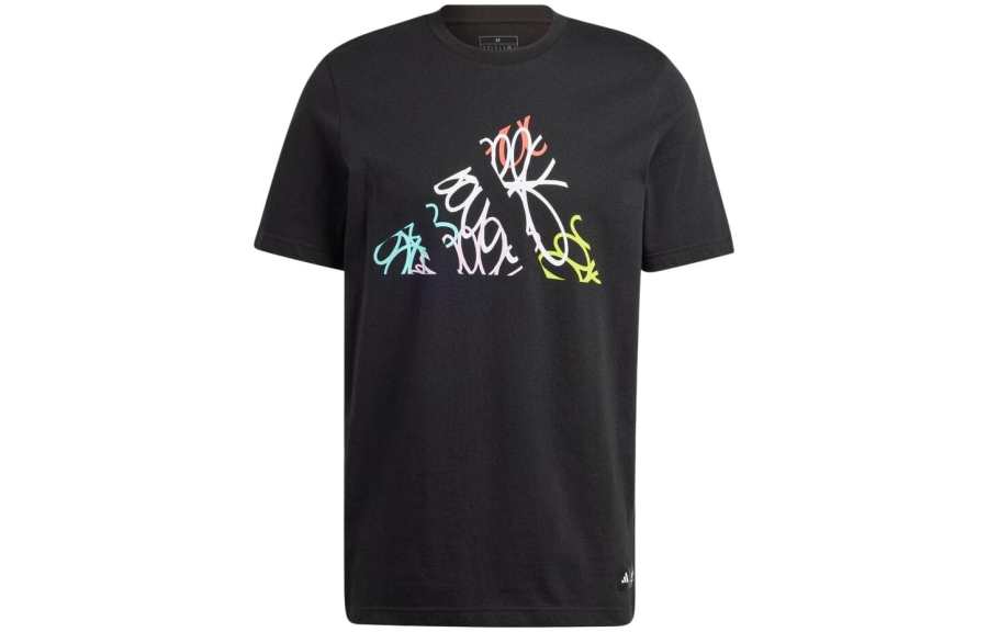 Adidas Adidas T Shirts Men's Black Crew Neck Moderate Straight Fit