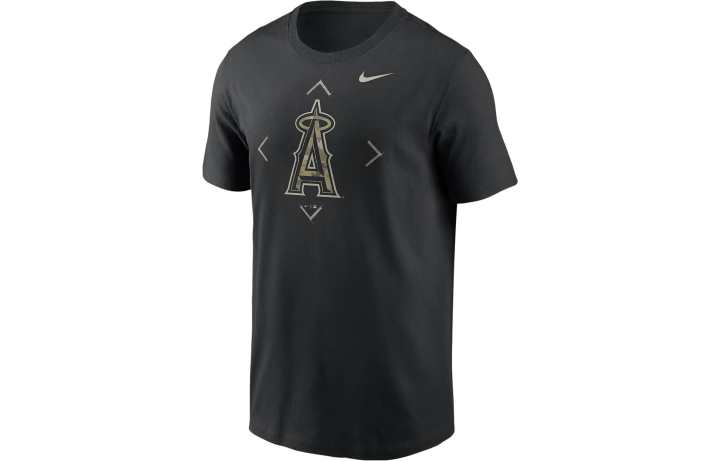 Nike Nike Los Angeles Angels T Shirts Men's Black Crew Neck Moderate Straight Fit