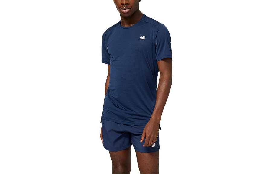 New Balance New Balance T Shirts Men's Indigo Crew Neck Moderate Straight Fit