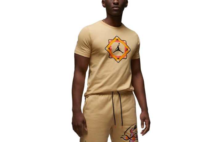 Jordan Jordan T Shirts Men's Khaki Crew Neck Moderate Straight Fit