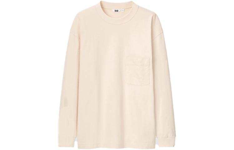 UNIQLO Drop Shoulder Sleeve T Shirt Unisex Light Beige