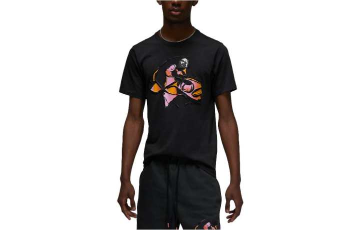 Jordan Jordan Flight T Shirts Men's Black Crew Neck Moderate Straight Fit