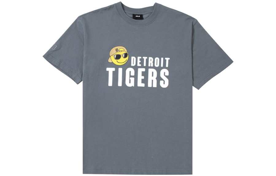 MLB Smile T Shirts Unisex Gray Crew Neck Moderate Straight Fit
