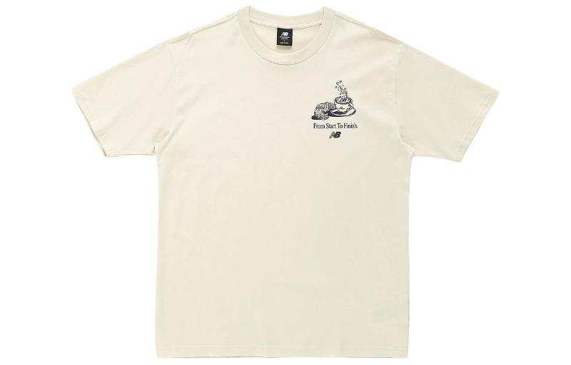 New Balance New Balance T Shirts Men's Ecru Crew Neck Moderate Straight Fit