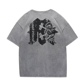 Muscle Dog T Shirts Men's Crew Neck Moderate Straight Fit