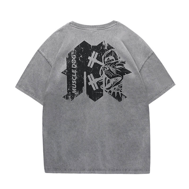 Muscle Dog T Shirts Men's Crew Neck Moderate Straight Fit