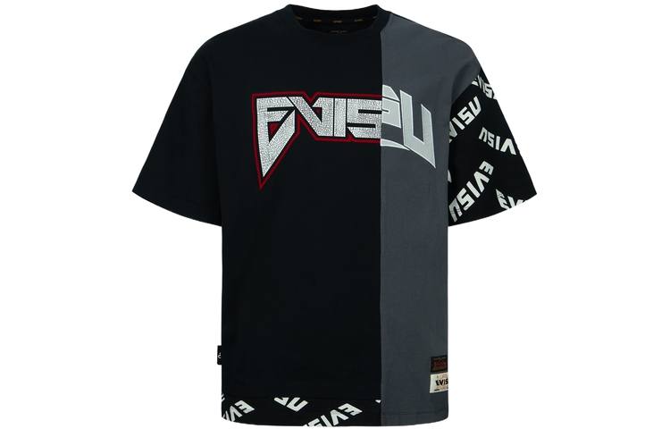 EVISU T Shirts Men's Multicolor/Black Crew Neck Moderate Straight Fit