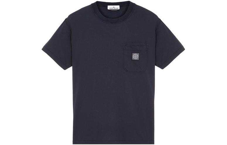 STONE ISLAND T Shirts Men's Dark Blue Crew Neck Moderate Straight Fit