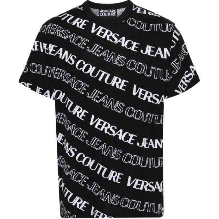 VERSACE JEANS Couture Allover Logo Printed Crewneck T Shirt