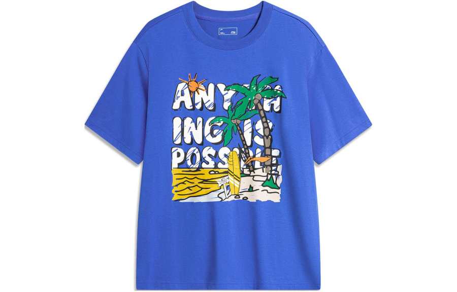 Li-Ning Li Ning Sports Life Collection T Shirt Men's Colorful Blue