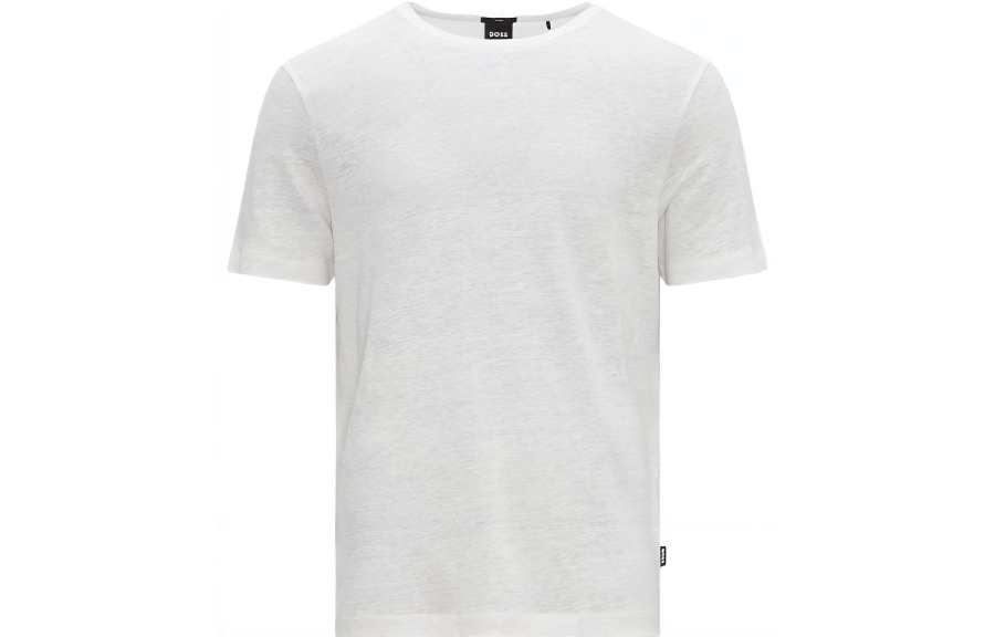 HUGO BOSS T Shirts Men's White Crew Neck Moderate Straight Fit