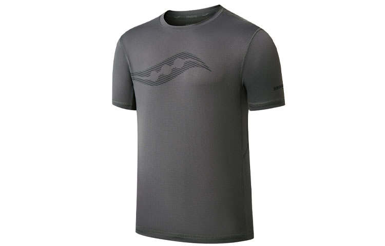 Saucony T Shirts Men's Medium Gray Crew Neck Moderate Straight Fit