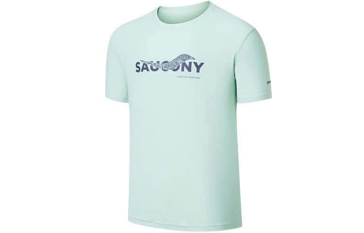 Saucony T Shirts Men's Matcha Green Crew Neck Moderate Straight Fit
