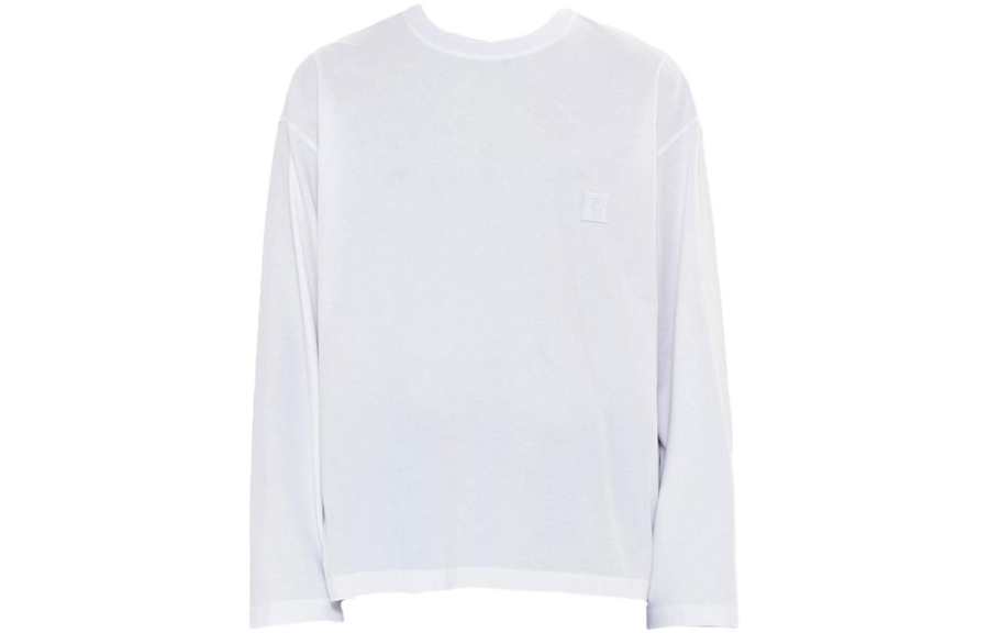 WOOYOUNGMI T Shirts Men's White Crew Neck Moderate Straight Fit