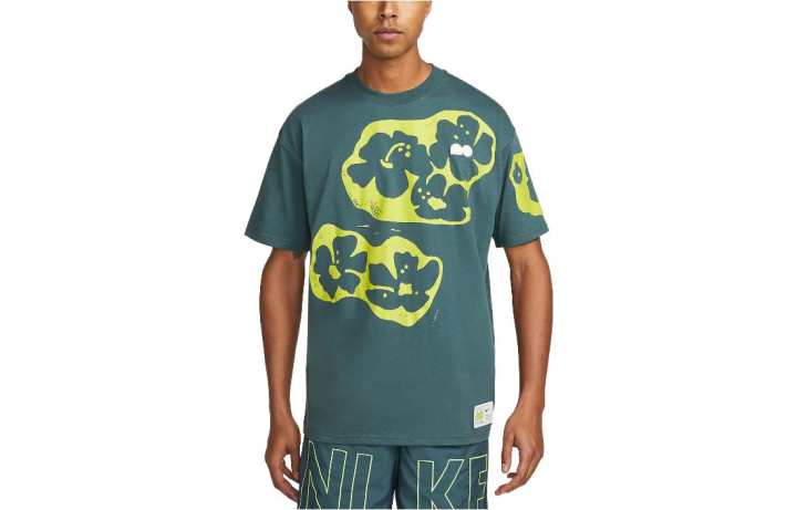 Nike Nike T Shirts Men's Dark Cyan Crew Neck Moderate Straight Fit
