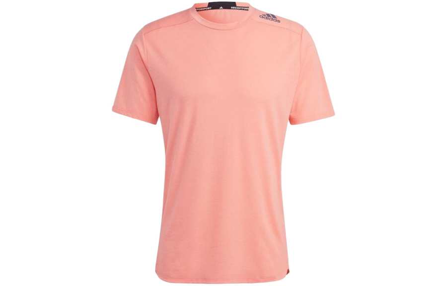 Adidas Adidas T Shirts Men's Coral Orange Crew Neck Moderate Straight Fit