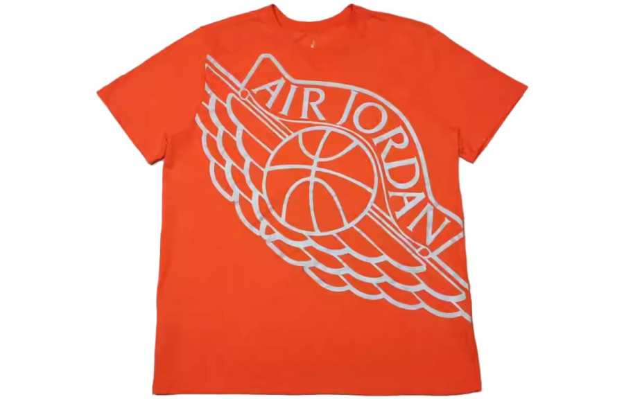 Jordan Jordan T Shirts Men's Orange Crew Neck Moderate Straight Fit
