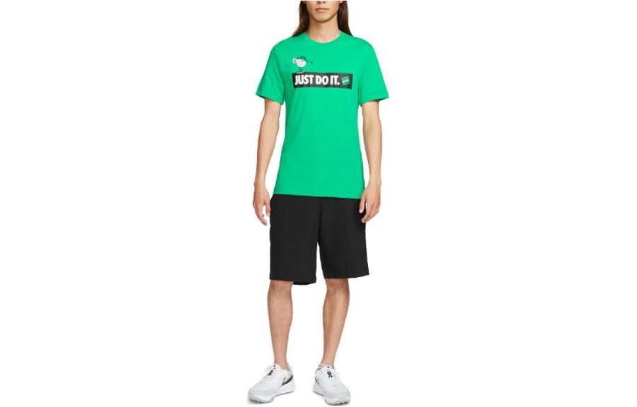 Nike Nike T Shirts Men's Green Crew Neck Moderate Straight Fit