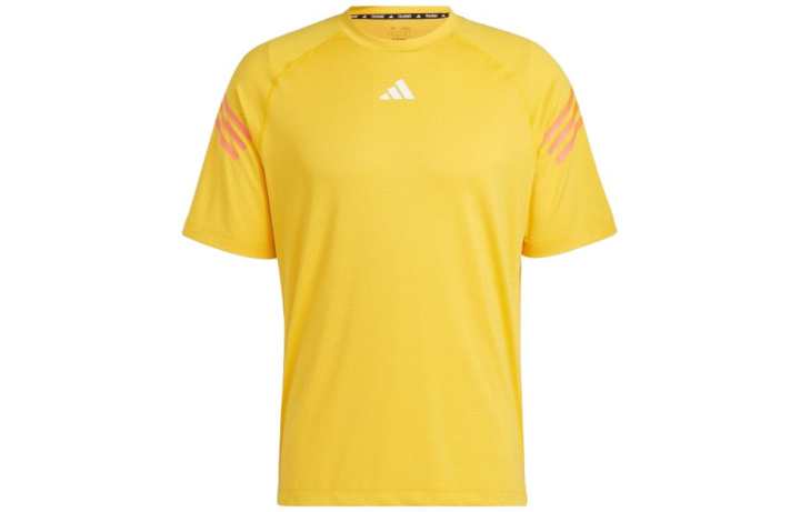 Adidas Adidas T Shirts Men's Yellow Crew Neck Moderate Straight Fit