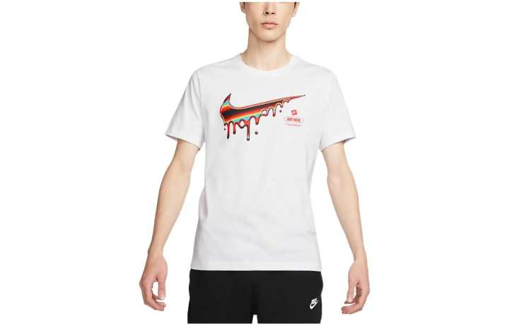 Nike Nike T Shirts Men's White Crew Neck Moderate Straight Fit