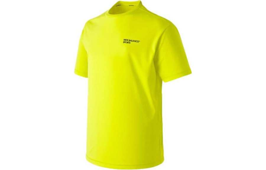 New Balance New Balance T Shirts Men's Yellow Crew Neck Moderate Straight Fit