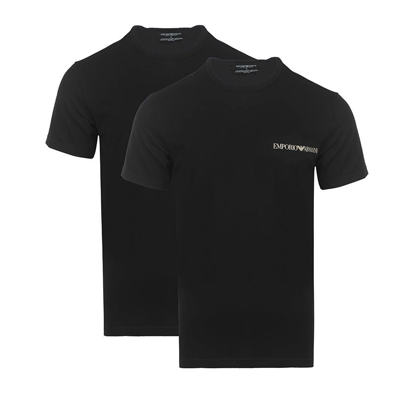 EMPORIO ARMANI SS23 T Shirt Men's 2 Pack Black