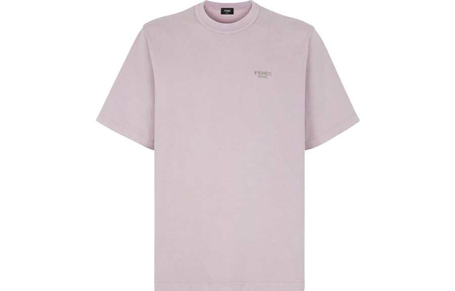 FENDI T Shirts Men's Purple Crew Neck Moderate Straight Fit