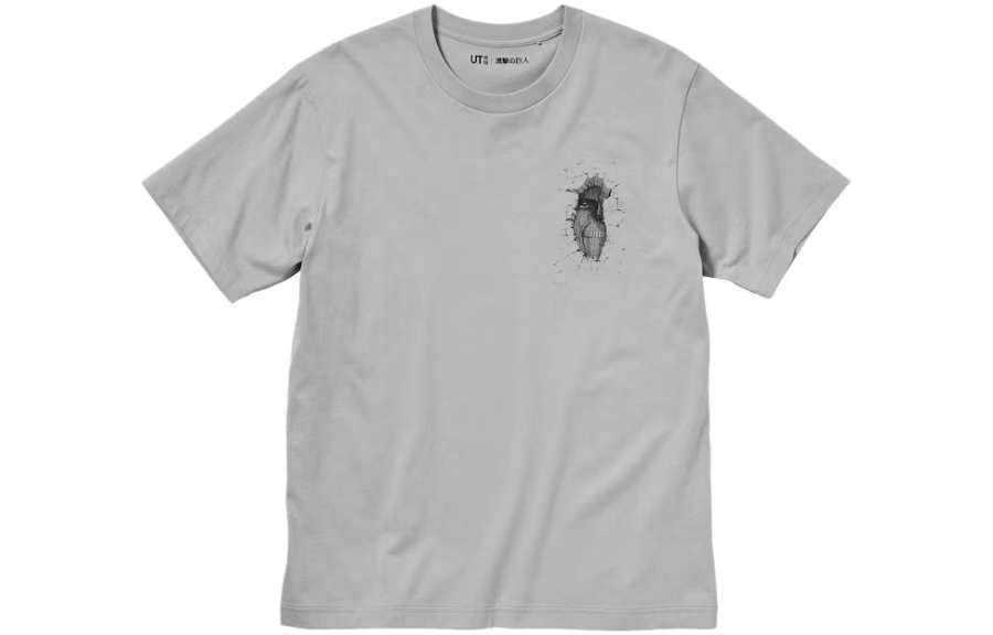 UNIQLO X Attack On Titan T Shirts Men's Gray Crew Neck Moderate Straight Fit