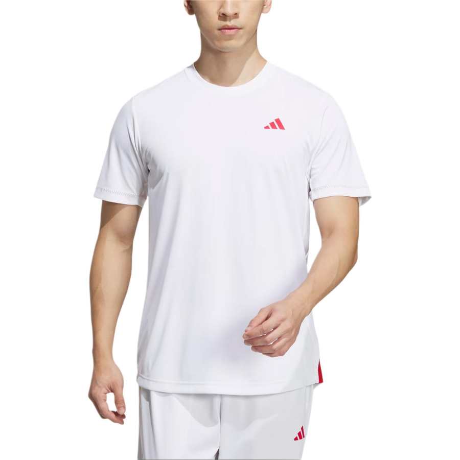 Adidas Adidas China National Tennis Team Olympic Collection T Shirts Men's White Crew Neck Moderate Straight Fit