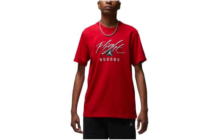 Jordan Jordan Flight Essentials T Shirts Men's Gym Red Crew Neck Moderate Straight Fit