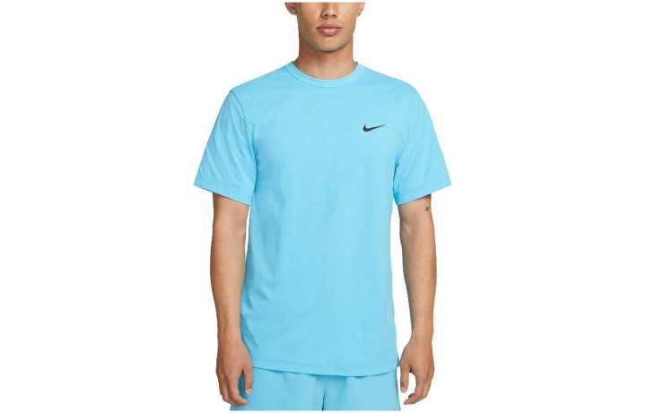 Nike Nike T Shirts Men's Sky Blue Crew Neck Moderate Straight Fit