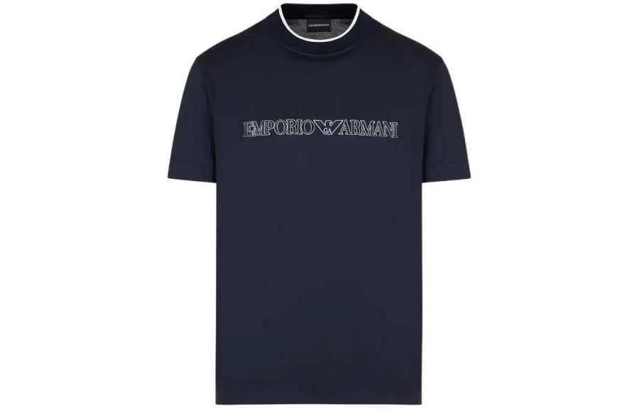 EMPORIO ARMANI Lyocell blend Jersey T shirt With Asv Logo Raised Embroidery
